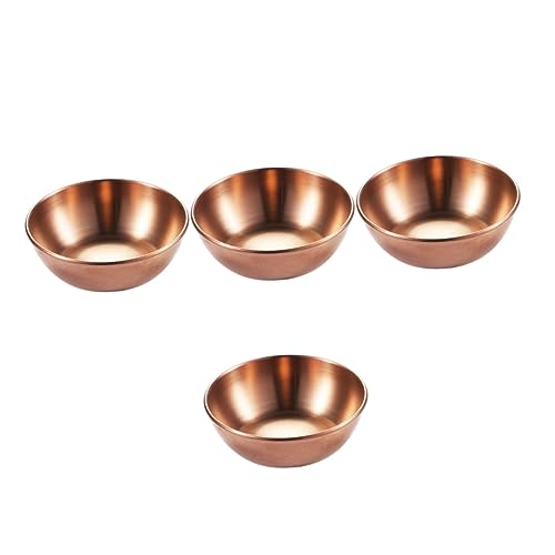 GRIRIW 4Pcs Stainless Steel Sauce Dishes Creative Condiment Plates for Sauces Seasonings and Appetizers Compact Easy to Clean for Home and Restaurant Use