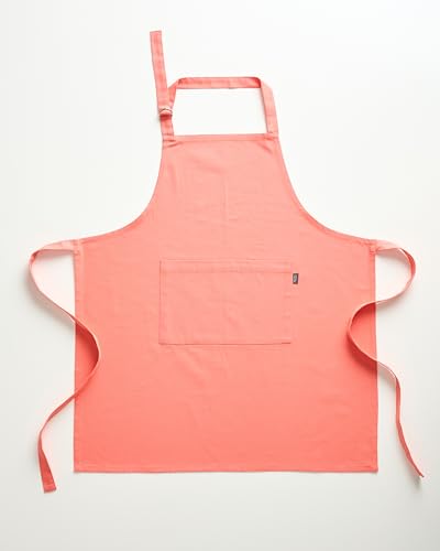 Image of Cotton Kitchen Apron for Women & Men - Set of 1 - Uni Plain, (28 inch X32 inch) Durable Apron with Spacious Pocket - Perfect Kitchen Set for Home or Professional Use - Coral