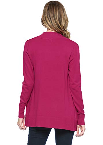 Image of Urban Look Womens Basic Long Sleeve Open Front Comfy Sweater Cardigan (Large, Magenta)
