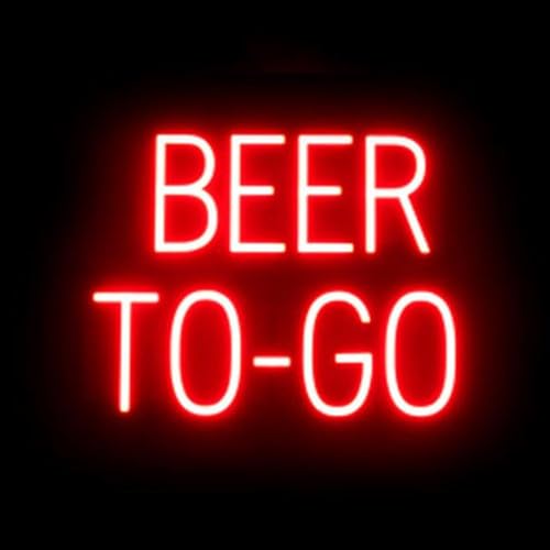 Image of SpellBrite LED Neon BEER TO-GO Sign for Business - Red, 20 inch x 15 inch | Ultra-Bright Click-Together Signage for Bars & Restaurants, with Visibility from 500 ft - 8 Animations, 6 Brightness Levels