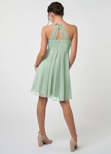 Mini Chiffon Juniors Bridesmaid Dresses for Wedding Chiffon Flower Girl Dresses Halter Pleat Party Gown2