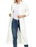 GRACE KARIN Womens Long Kimono Cardigans Lightweight Plus Size with Pockets(S,Ivory)