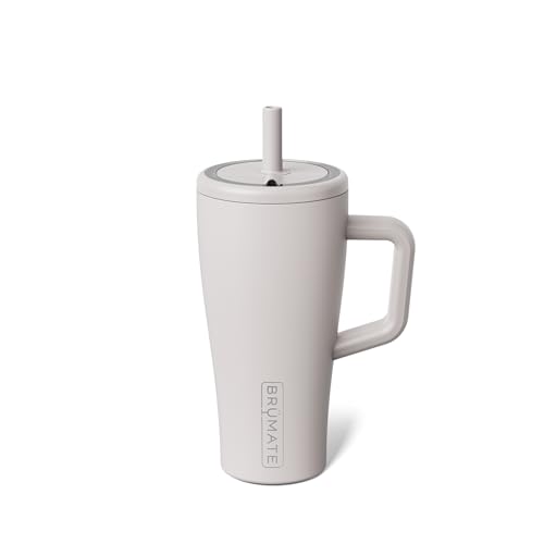Image of BruMate Era 20 oz Tumbler with Handle and Straw | 100% Leakproof Insulated Tumbler with Lid and Straw | Made of Stainless Steel | Cup Holder Friendly Base | 20oz (Dune)