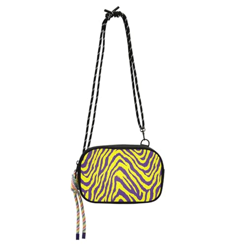senya Cell Phone Purses Small Crossbody Bags Handbag Wallet for Women Mini Shoulder Bag Yellow Purple Zebra Pattern