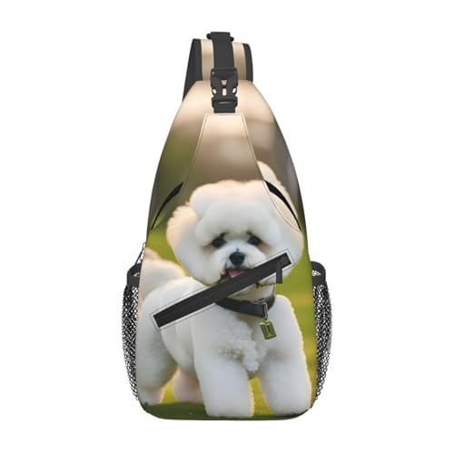 Morrales de hombro con diseño de perro Bichon Frise negro miniatura 1