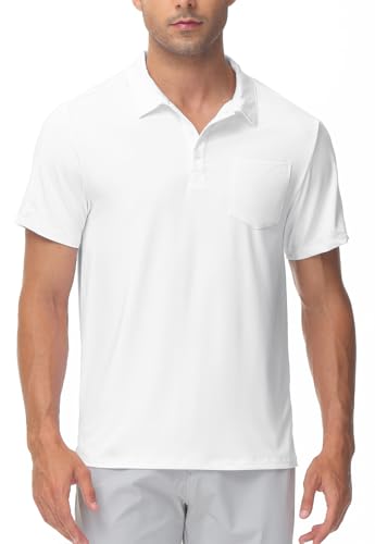 Image of Rdruko Men's Polo Shirts Short Sleeve Quick Dry Outdoor Golf Sports Shirts with Pocket