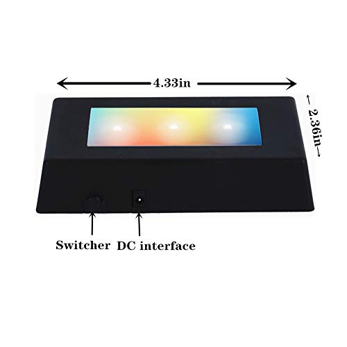 EUSTUMA LED Light Base Rectangle Display Stand In A Variety of Colors,Lighted Up Stand Color Changing Small LED for 3D Glass Crystal Art,Holiday Party Decoration. (Black, Small)