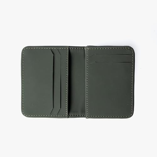 Image of Bellblock Minimal Card Holder for Men /Women | Slim Handcrafted Mens Card Wallet | Upto 7 Cards & Folded Cash | Vegan Leather | Dark Green (Pack of 1)