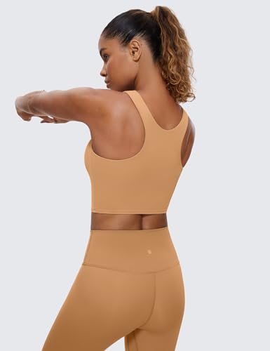 Image of CRZ YOGA Butterluxe High Neck Crop Tank Tops | Light Support, Removable Pads, Yoga, Extremely Soft, Racerback, Longline Sports Bras for Women