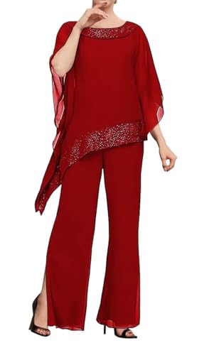 Mother of The Bride Pant Suits Chiffon 3 Pieces Sequin Women's Pantsuits Wedding Pant Suits Formal Evening Pants