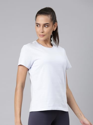 Image of XTEP Comprehensive Training Series, Slim Fit, Short Sleeve, Cotton+Elastene, Crew Neck Design, Twill Weave, Typography Printed Training T-Shirt for Women
