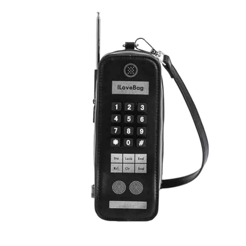 Women's Telephone Shaped Shoulder Bag, PU Leather Printed Digital Cell Phone Crossbody Purse, Funny Simulation Storage Tote