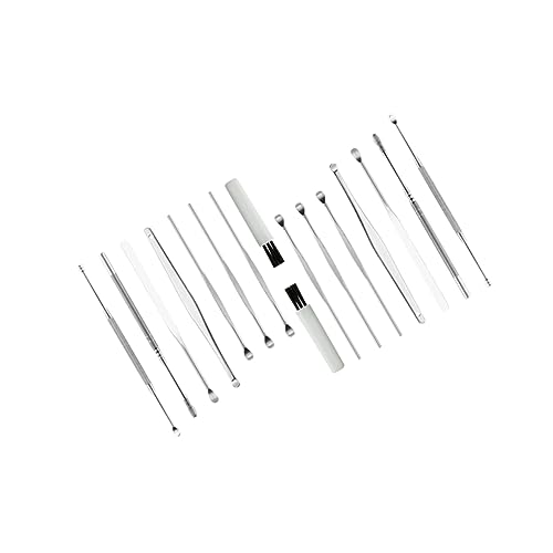 FRCOLOR Upgrade Your Ear Cleaning 8-Piece Stainless Steel Set Massage Spoon Tweezer Set Safe for Ages