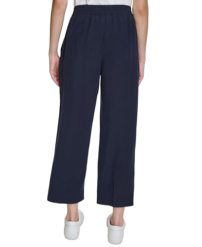 Calvin Klein Womens Elastic Waistband Workwear Cropped Pants Navy XS4