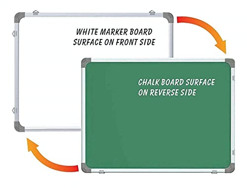Image of MS International (Non-Magnetic) Mini Dual Side Board White and Chalk Lightweight Aluminium Frame (Pack of 1) (1X2 FEET)