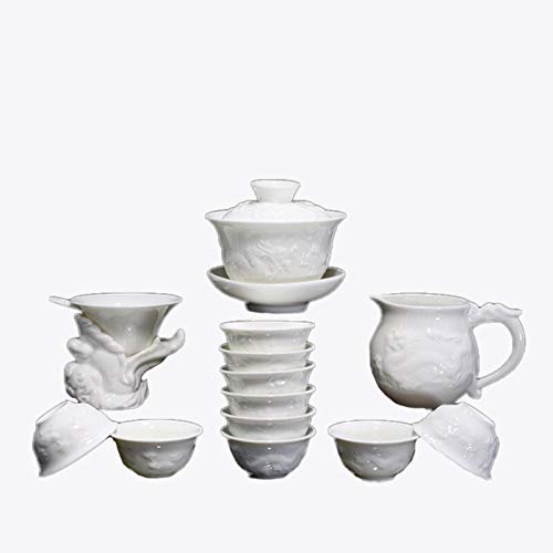 Biały serwis do herbaty, Bone China serwis do herbaty Kung Fu prezent porcelana smoka, 14-częściowy serwis do herbaty Miska serwis do herbaty Bone China serwis do herbaty White Series (różne modele)