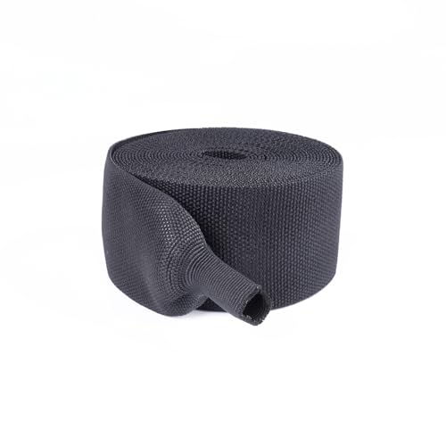 Fourub 2 to 1 Heat Shrink Woven Tubing Abrasion Resistant Braided Sleeving Shrinkable Fabric Loom Protector for Auto Amp Harness Sheath Cable(1-1/8