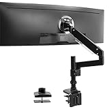 VIVO Premium Aluminum Extended Monitor Arm for Ultrawide Monitors up to 49 inches and 33 lbs, Single Desk Mount Stand, Pneumatic Height Adjusting, Max VESA 100x100, Black, STAND-V101GT