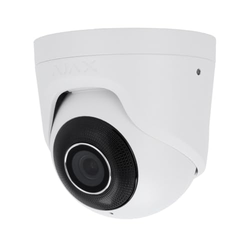 Ajax TurretCam (5 MP/4 mm) Blanca. Cámara IP con Cable con una resolución de hasta 2880 × 1620 px y un ángulo de visión de hasta 75°-85°