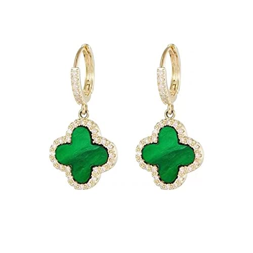 GAUEIOUR St. Patrick's Day Irish Earrings,New Vintage Silver Needle Emerald Green Leaf Earrings, Simple and Lucky Personality Diamond Leaf Earrings,Charm Irish Party Gift(Green)