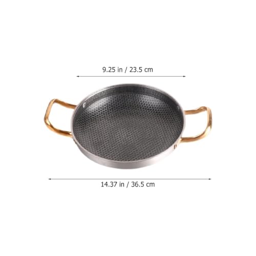 Image of Crega Stainless Steel Frying Pan with Dual Gold Handles, Honeycomb Nonstick Tri-Ply Skillet, Induction Compatible Deep Fry Chef Pan for Gas, Ceramic & Induction Cooktops, Multipurpose Cookware