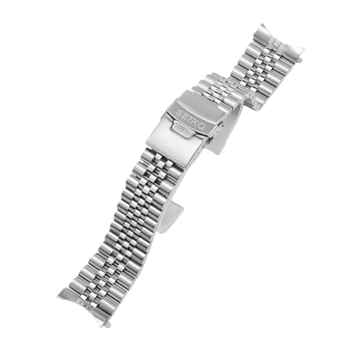 ROUREOX Correa Reloj Acero Inoxidable Macizo 19mm 20mm 21mm 22mm Extremos Curvos, Banda Repuesto Metal Brazalete para Seiko SKX007 SKX009-5 Enlaces 20mm