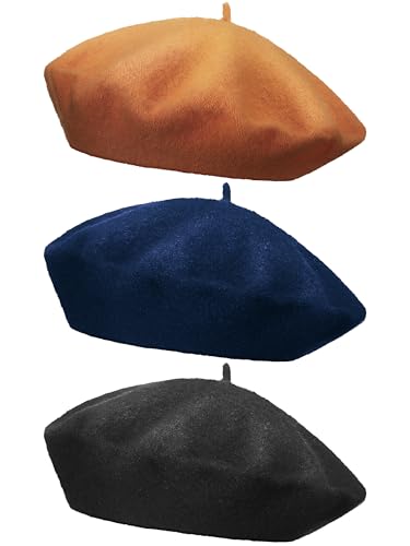 Chapeau béret pour femme lot de 3 casquettes d'hiver chaudes style français