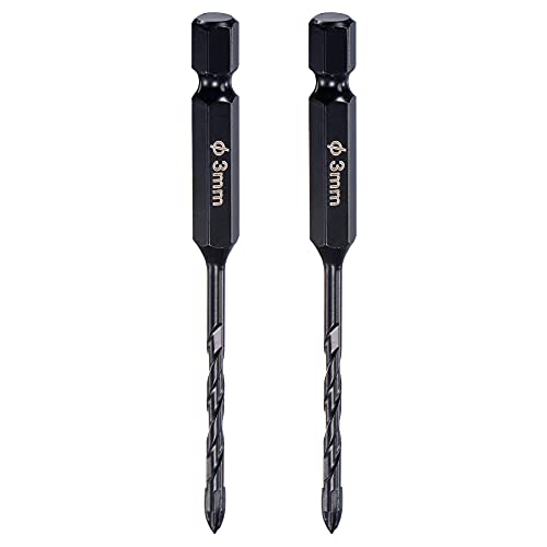 Image of sourcing map 2 Pcs Glass Concrete Drill Bit,Masonry Drill Bits Set Carbide Tip for Glass, Brick, Tile, Concrete, Plastic and Wood with size 3mm