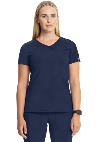 Infinity Cherokee Women Nurse Scrubs Top Mock Wrap 2625A, S, Navy