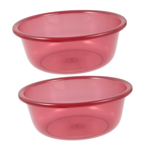 jojofuny 2 Piezas lavabo de plastico cubo de baño cuenca portátil Washbasin de salón redondo lavabo para lavar platos de lavado doméstico de lavado de cocina el plastico Rosado