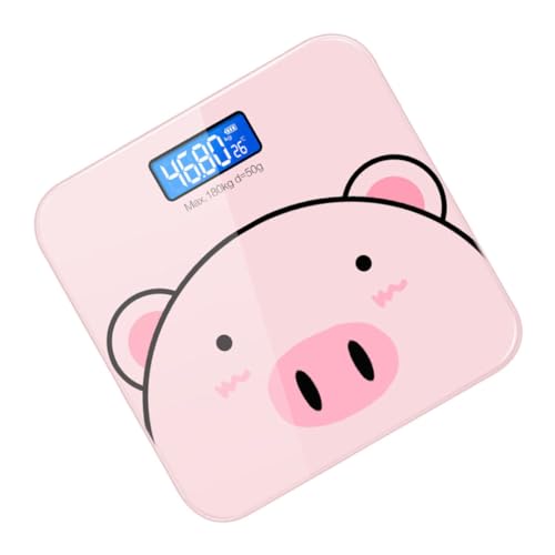SHOWERORO Báscula Electrónica Corporal USB Recargable con Diseño de Dibujos Animados Vidrio Templado Sensor Inteligente y Precisión para Peso Hogar