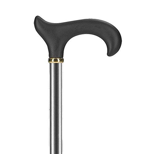 Ossenberg Walking Stick - Soft Grip Derby (Height Adjustable) (Metallic Grey)