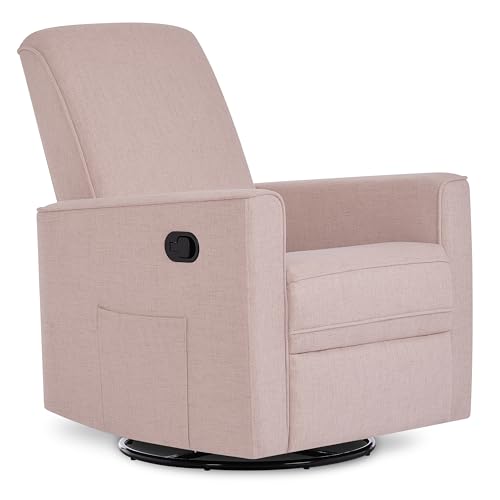 Image of Evolur Raleigh Glider in Rose, Upholstered Plush Seating 360° Swivel Glider Rocking Chair, FSC Certified, Greenguard Gold & JPMA Certified Nursery Glider Recliner