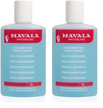 MAVALA - QuitaEsmalte de Uñas 100 ml, Suave y con Acetona, Con Glicerina y Aceite de Ricino, Para Todo Tipo de Uñas, No Daña la Salud de Tus Manos, Elimina Esmalte Rápidamente (Paquete de 2)