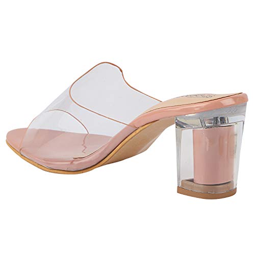Image of Shoetopia Womens /Girls Transparent Solid Block Heels