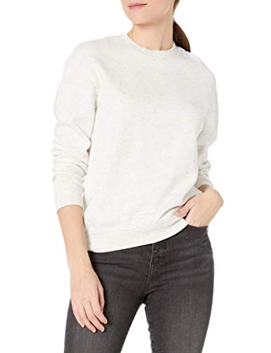Amazon Brand - Goodthreads Women's Heritage Fleece Long Sleeve Crewneck Sweatshirt, Natural/Multi Nep, Large