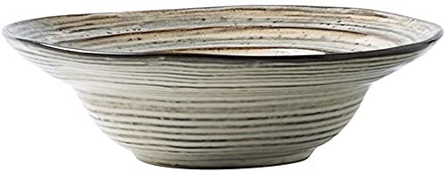 ERoomQ Pasta Bowls Retro Ceramic Irregular Ramen Soup Noodle Pasta Bowl Creative Fruit Salad Bowl Microwave Safe Mixing Serving Bowls 7.8 Inches Salad Bowls,