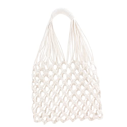 FRCOLOR 1 Bolsa De De Mimbre Hecha A Mano Sencilla Para Playa Tejida Trenzada Color Blanco