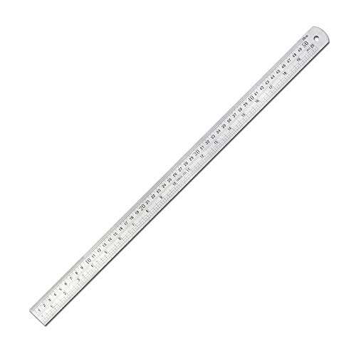 VINCA SSRA-20 Stainless Steel Office Drawing Ruler 0-20 Inch 0-50cm with Conversion Table Measuring Tool