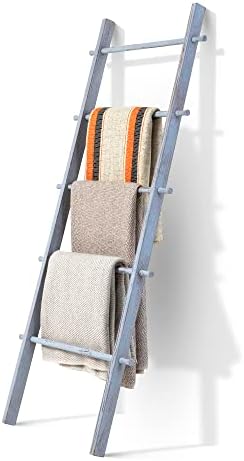 5 Ft Rustic Blanket Ladder Farmhouse – Quilt Ladder for Bedroom | Wood Ladder Decor | Decorative Ladder for Blankets – Easy to Assemble | Wooden Ladder for Blankets | Farmhouse Wooden Blanket Ladder