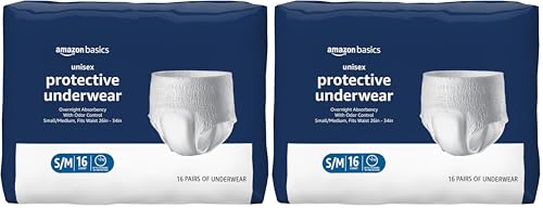 Image of Amazon Basics Unisex Protective Underwear, Overnight Absorbency, Small /Medium, 16 Count (Pack of 2)