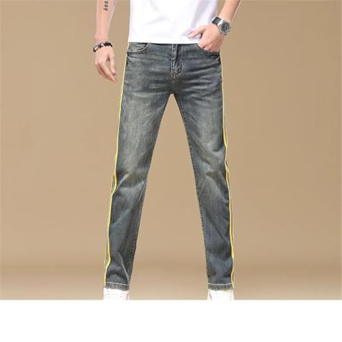 Men's Side Striped Embroidered Washed Straight Leg Jeans Casual Pants2