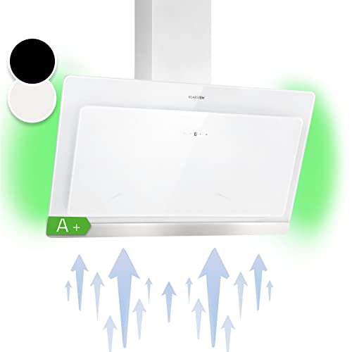 Klarstein Aurora Campana Extractora 90 cm, Extractor Cocina con Ventilador, Campanas Extractoras con Filtro Carbón Antigrasa, Flujo de Aire de 563m³/h, Luces LED RGB, Eficiencia Energética Clase A+