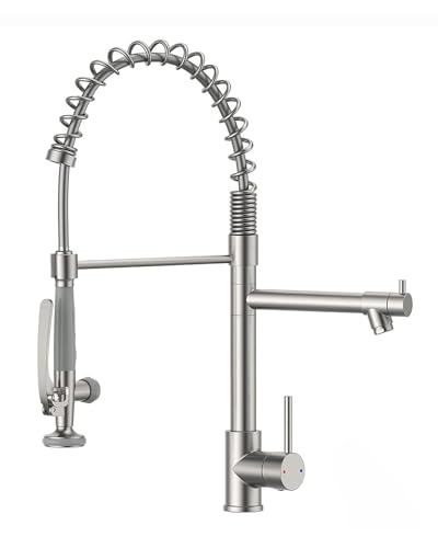 Comparison: Best Kitchen Faucets For Hard Water 6 Fapully Commercial Pull Down Kitchen Sink Faucet with Sprayer Brushed Nickel