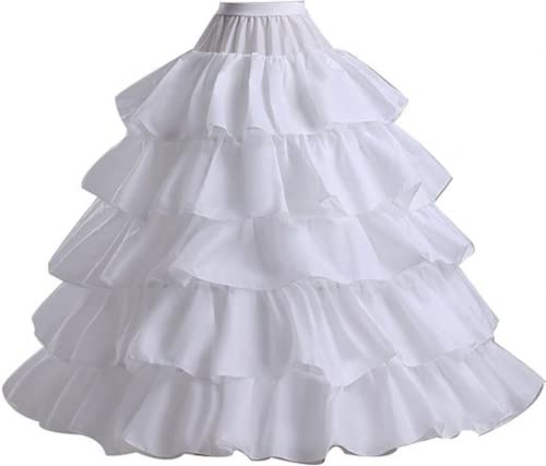 SSDH Jupon Crinoline à 4 Anneaux pour Robe de mariée 5 Volants Couches Robe de Bal Demi-Jupe sous-Jupe (Blanc), Taille unique Grande taille Cover