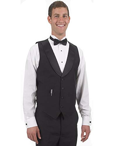 Men's Polyester Black Server Vest with Satin Lapel2