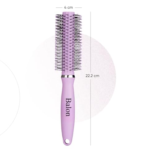 Image of BALON Round Rolling Curling Roller Hair Comb Brush With Soft Nylon Bristles For Men, Women, Girls & Boys (Green)