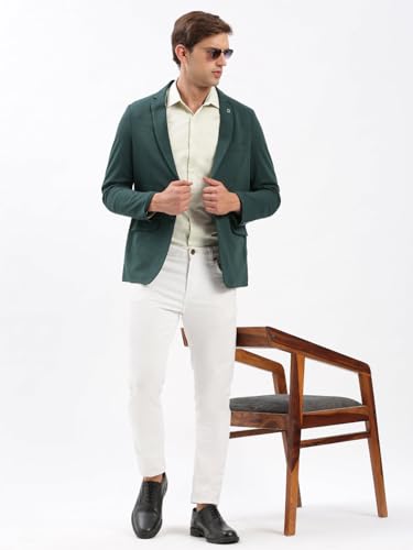 Image of SHOWOFFFF Men Solid Single Breasted Casual Blazer | Notched Lapel Full Sleeves Cotton Blazer for Mens | Slim Fit Regular Length Blazer for Men's