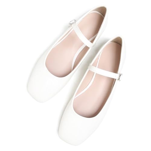 Image of LUXINYU Women's Slip on Flats,Classy Round Toe Solid Classic Mary Jane Ballet Dance Shoes Soft Comfortable PU Flat Shoes