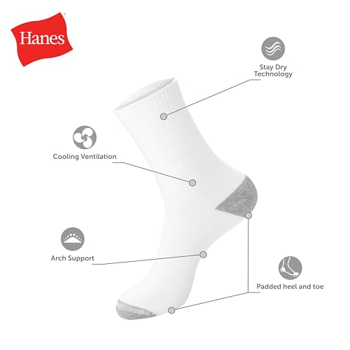 Image of Hanes Men's Socks, Active Cool X-temp Lightweight Moisture-wicking Cushioned Ankle, Crew and No Show, 12 and 14 Pair Packs